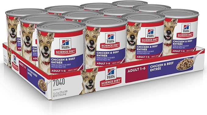 Hill's Science Diet Adult 1-6, Adult 1-6 Premium Nutrition, Wet Dog Food, Chicken & Beef Loaf, 13 oz Can, Case of 12