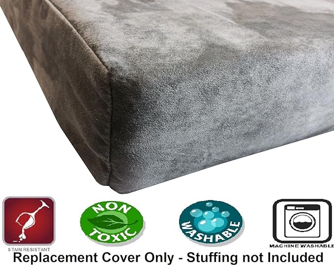 Dogbed4less 47X29X4 Inches XL Size : Suede fabric External Replacement Cover in Gray Color with zipper liner for Dog Pet Bed Pillow or pad - Replacement cover only