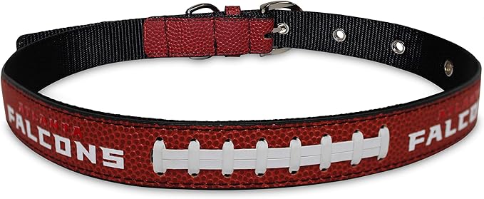 Pets First Tough Leather Pet Collar NFL Atlanta Falcons Premium Dog Collar, Limited Edition, Size Large. Best & Strongest Heavy-Duty Dog Collar!, 20-29" Long & 1" Wide, ATL-3081-LG