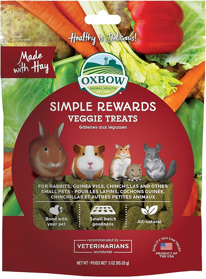 Oxbow Simple Rewards Veggie and Hay Blend Treats for Rabbits, Guinea Pigs, Chinchillas, and Small Pets 3 Ounce (Pack of 1)