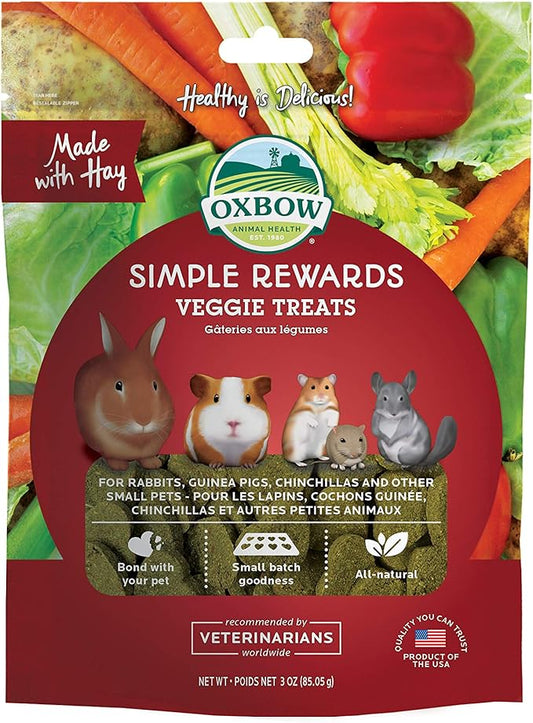 Oxbow Simple Rewards Veggie and Hay Blend Treats for Rabbits, Guinea Pigs, Chinchillas, and Small Pets 3 Ounce (Pack of 1)