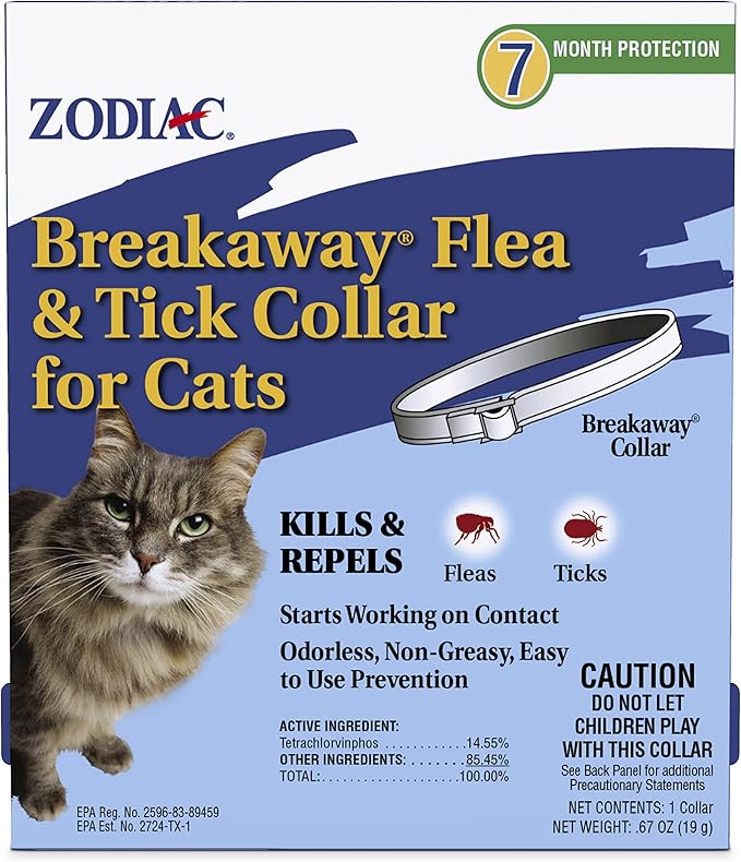 Zodiac Breakaway Flea and Tick Collar for Cats, 13"