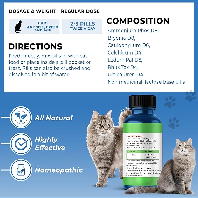 BestLife4Pets Cat Hip and Joint Supplement - Relief from Pain, Inflammation, and Injuries - Improve Mobility - No Odor or Taste - All Natural Easy to Use and Swallow - Pills