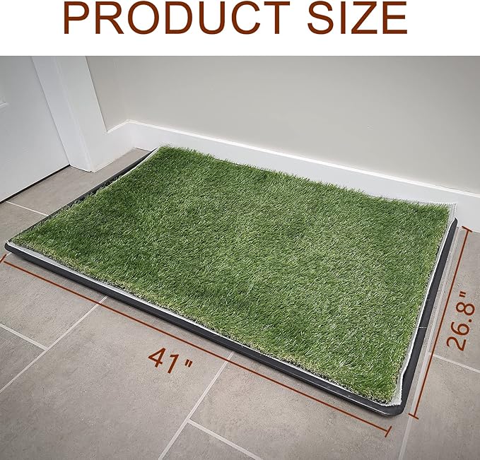 Dog Grass Large Patch Potty, Artificial Dog Grass Bathroom Turf for Pet Training, Washable Puppy Pee Pad, Perfect Indoor/Outdoor Portable Potty Pet Loo (Tray system-41"X26.8")