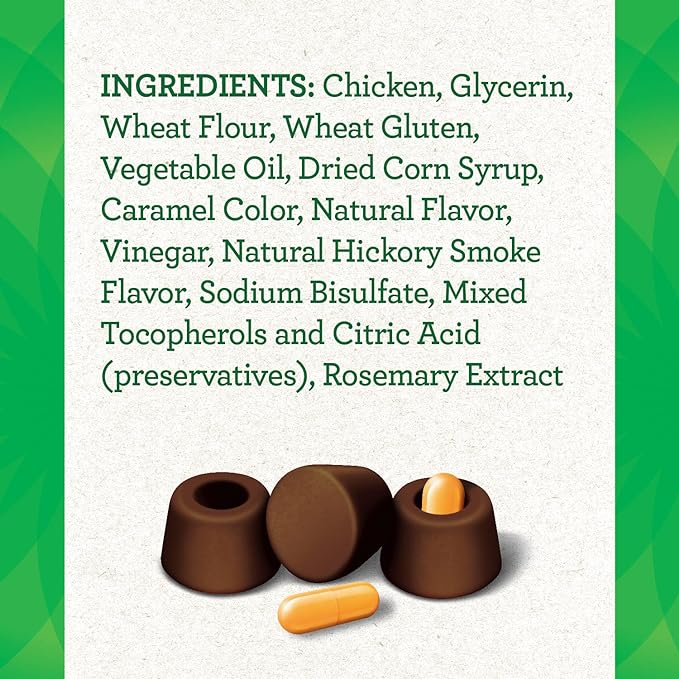 Greenies Pill Pockets for Dogs Capsule Size Natural Soft Dog Treats, Hickory Smoke Flavor, (6) 7.9 oz. Packs (180 Treats)