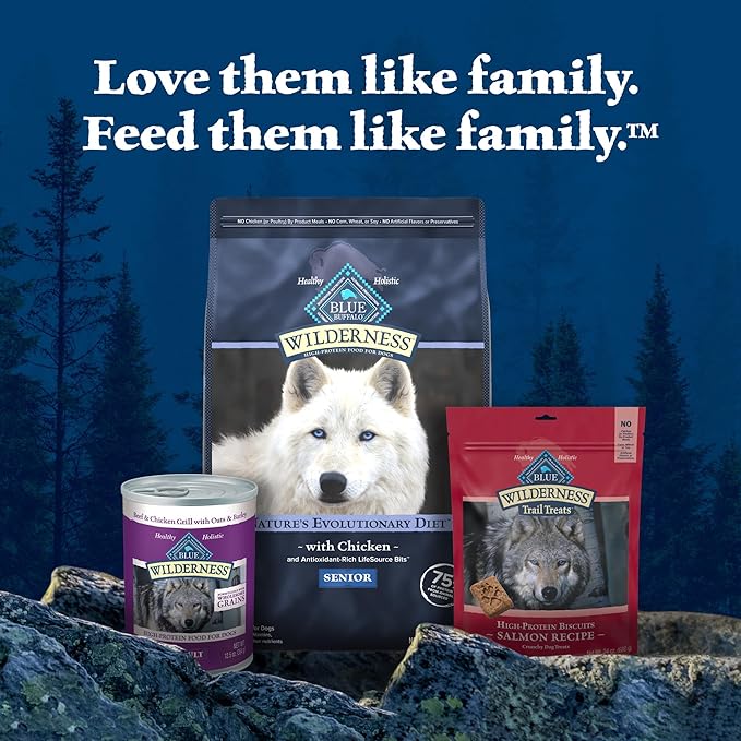 Blue Buffalo Wilderness High-Protein Natural Dry Food for Senior Dogs, Chicken Recipe, 28-lb. Bag