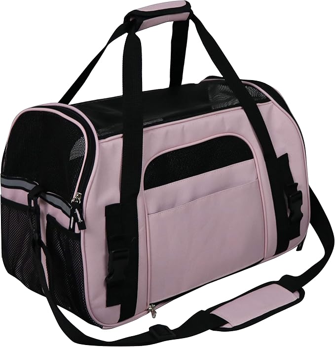 EliteField Soft Pet Carrier (3 Year Warranty, Airline Approved) Small Soft Dog Carrier Soft Cat Carrier Puppy Carrier Soft Sided Travel Carrier Bag (X-Large: 21" L x 12" W x 13" H, Pink)