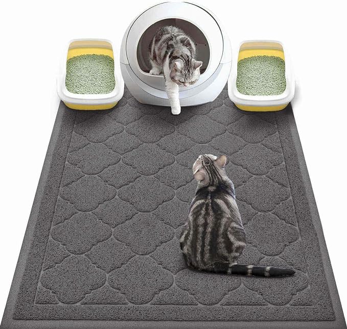 WePet Cat Litter Box Mat, Kitty Premium PVC Pad, Durable Trapping Rug, Phthalate Free, Urine-Resistant, Scatter Control, XXL 47 x 36 Inch, Black