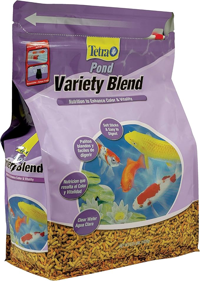 TetraPond Variety Blend, Pond Fish Food, for Goldfish and Koi & Goldfish Flakes 2.2 Pound Bucket, Nutritionally Balanced Diet for Aquarium Fish