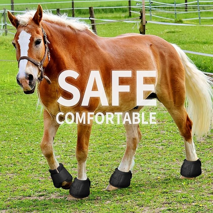 2 Pcs Horse Boots and Horse Leg Protectors, Horse Protection Training Equipment Packages and Accessories Black