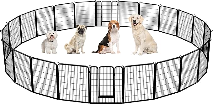 Yaheetech Dog Playpen, 24 Panels 40 Inch Height Small Animals Pen Heavy Duty Pet Fence for Puppy/Cat/Rabbit Extra Large Foldable Pet Exercise Pen for RV Camping Garden Outdoor Indoor