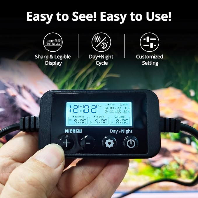 NICREW C10 Plants LED Aquarium Light, 30-36 in, 20Watts, Full Spectrum Fish Tank Light with Timer, Day and Night Cycle, Brightness Adjustable