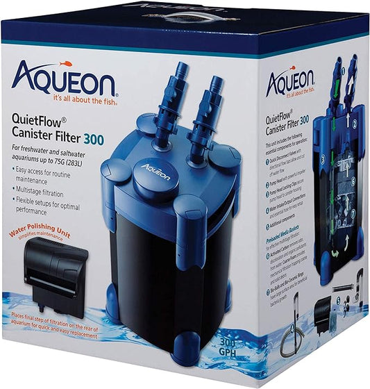 Aqueon QuietFlow Aquarium Fish Tank Canister Filter For 55-100 Gallon Aquariums