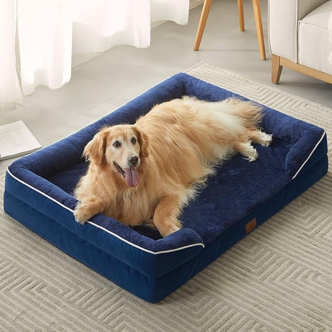 WNPETHOME Waterproof Dog Beds for Extra Large Dogs, Orthopedic XLarge Dog Bed with Sides, Big Dog Couch Bed with Washable Removable Cover, Pet Bed Sofa with Non-Slip Foam for Sleeping