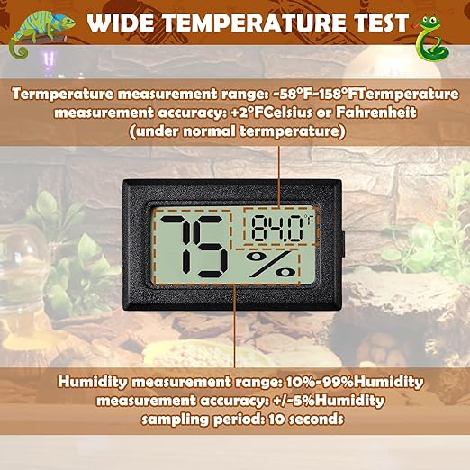 Reptile Thermometer and Humidity Gauge,4PCS Digital Adhesive Reptile Hydrometer Thermomete Tank Accessories,Reptile Terrarium Thermomete Pet Supplies for Snake,Bearded