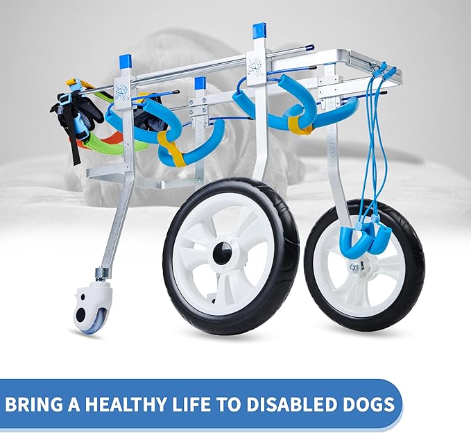 Adjustable 4-Wheel Dog Wheelchair| Pet Wheelchairs with Disabled Hind Legs Walking|Full Support Dog wheelchairs (7-Size) (L)