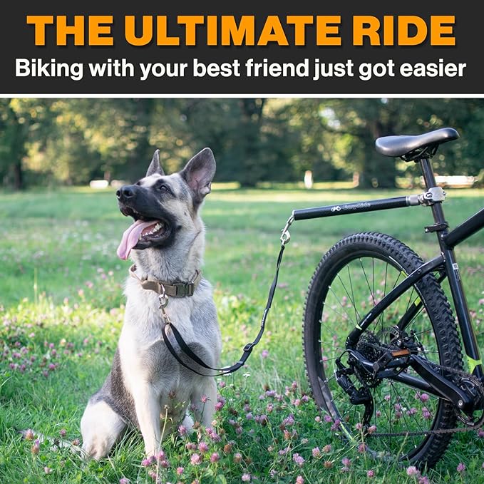 V2.0-180° Rotating Dog Bike Leash - with Shock Absorbers and Quick Attach Mechanism | Carbon Fiber | Detachable, Adjustable for The Smoothest Ride- Patent Pending