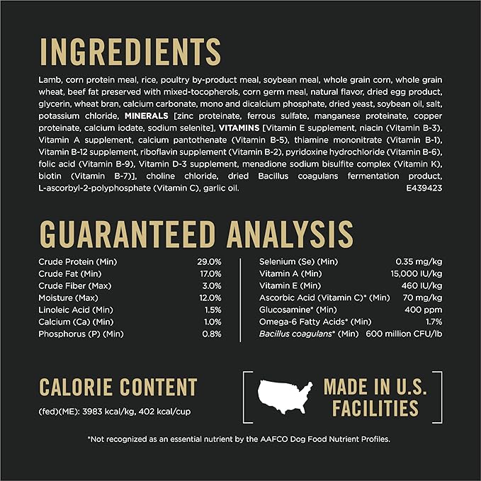 Purina Pro Plan High Protein Small Breed Dog Food, Shredded Blend Lamb & Rice Formula - 18 lb. Bag
