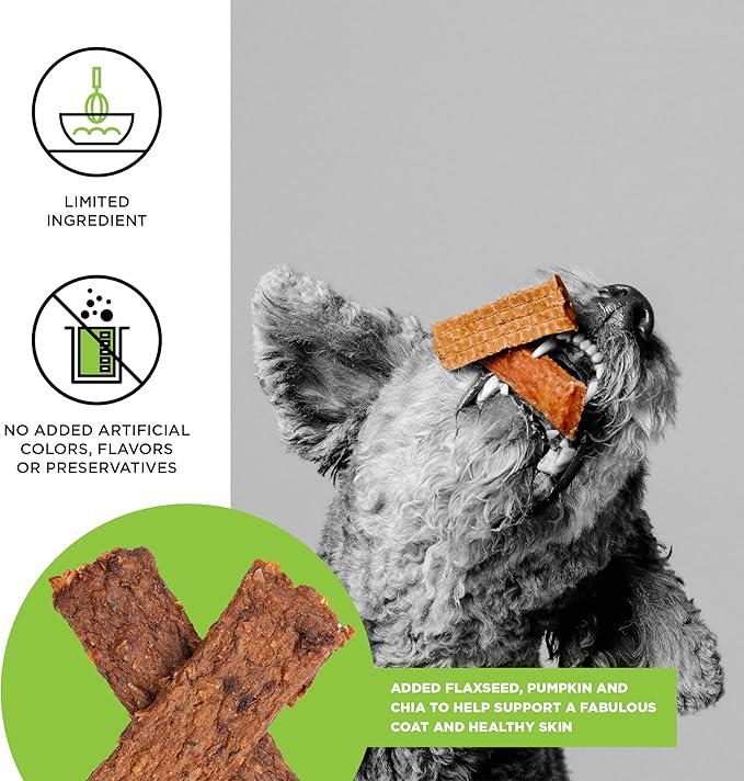 BIXBI Skin & Coat Support Chicken Jerky Dog Treats, 12 oz - USA Made Grain Free Dog Treats - Antioxidant Rich to Support Shiny, Full Bodied Coats - High in Protein, Whole Food Nutrition, No Fillers
