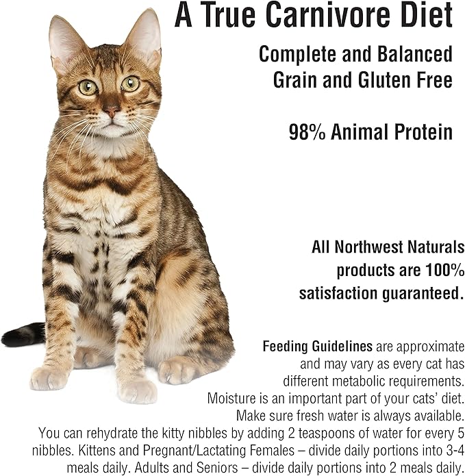 Northwest Naturals Freeze-Dried Rabbit Cat Food - Bite-Sized Nibbles - Healthy, Limited Ingredients, Human Grade Pet Food, All Natural - 11 Oz (Packaging May Vary)