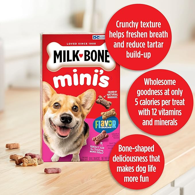 Milk-Bone Mini's Flavor Snacks Dog Treats, 36 Ounce Crunchy Texture Helps Reduce Tartar