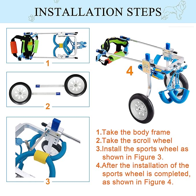 Adjustable Large Dog Cart/Wheelchair, for Back Legs Large Dog Wheelchair Light Weight, Easy AssembleLight Weight, Easy Assemble (7-Size)(XL)