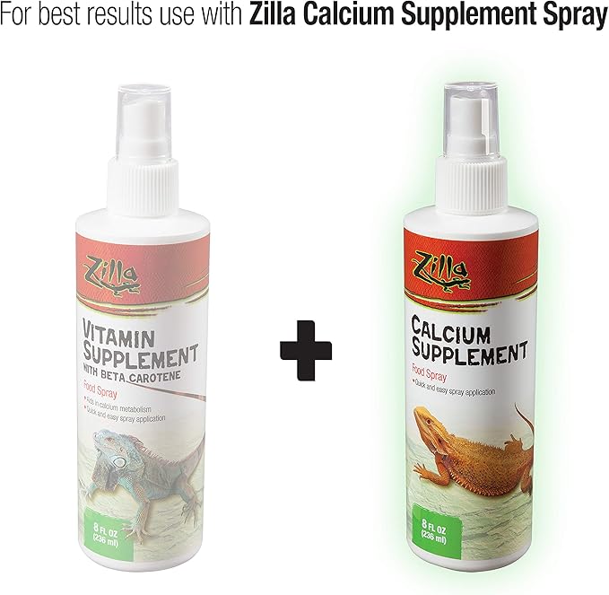 Zilla Vitamin Supplement Food Spray, with Carotene, Spray-on Multivitamin Supplement for Reptiles