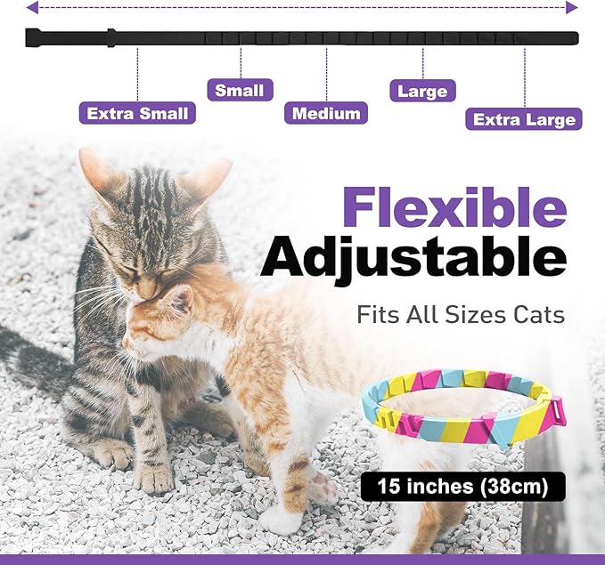 4 Pack Calming Collar for Cats, Cat Collars Efficient Relieve Reduce Anxiety Stress，Make Comfortable Relaxed，Pheromones Collar, Cat Calming Collar Kitten Supplies, Lasting 60 Days, Rainbow