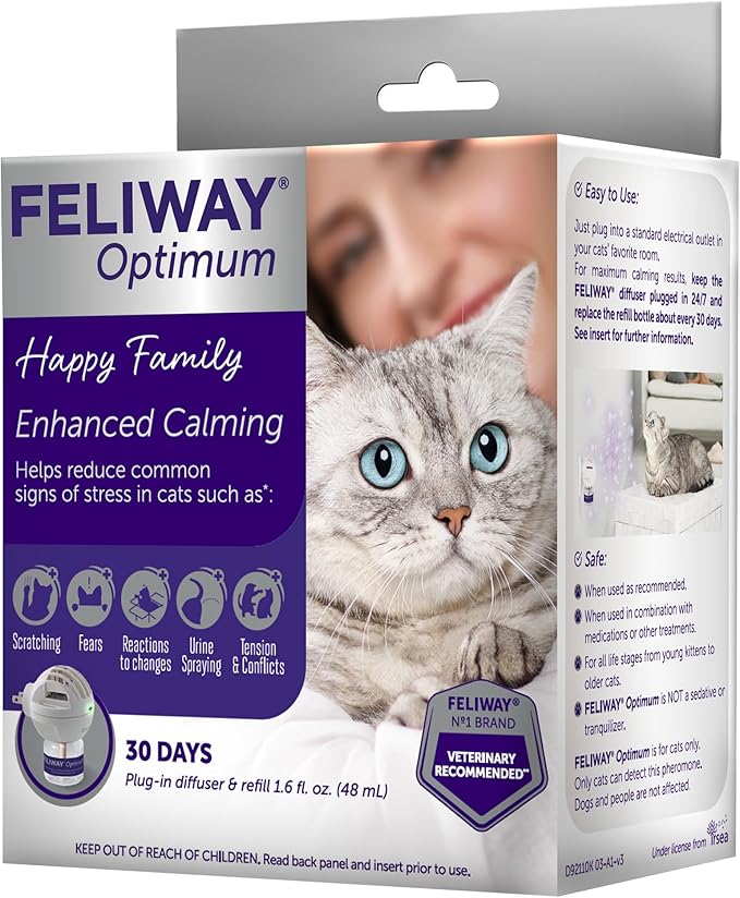 FELIWAY Optimum Cat, Enhanced Calming Pheromone Diffuser, 30 Day Starter Kit (48 mL)