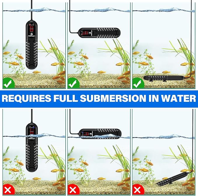 Aquarium Heater, 300W/500W/800W Submersible Fish Tank Heater Double Quartz Explosion-Proof with LED Screen & Multi-Protection, for 60-160 Gallon Freshwater & Saltwater Tank