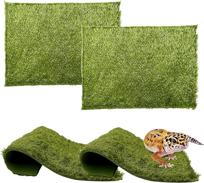 kathson 4pcs Reptile Carpet Terrarium Liner Tortoise Bedding Reptile Substrate Liner Mat Pet Cage Mats Supplies for Lizard Snake Bearded Dragon Gecko Chameleon Turtle Iguana (11.81 X 7.87 in)