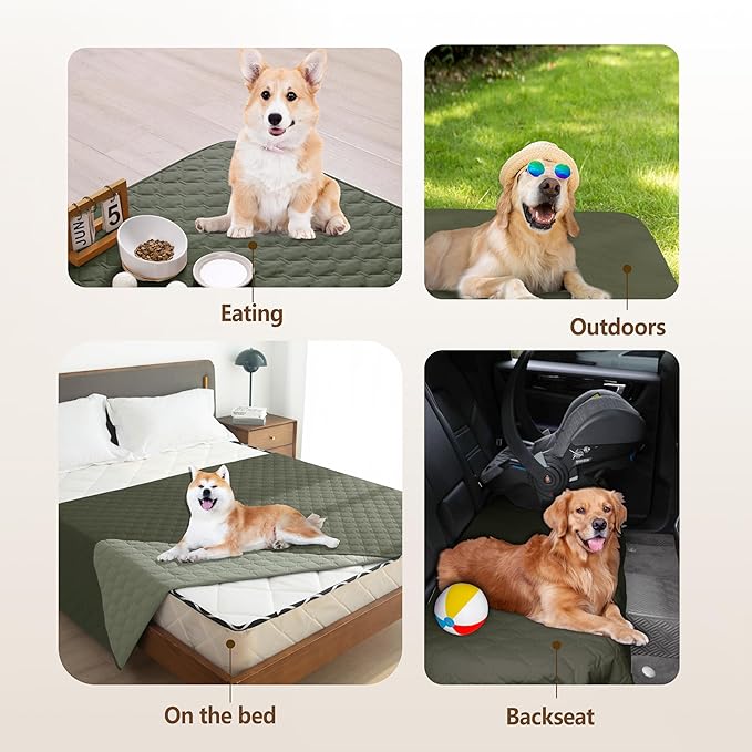 gogobunny 100% Double Sided Waterproof Dog Blanket Soft Pet Bed Cover Reversible Protect Furniture Couch Sofa Car for Puppy Large Dog Cat (Dark Olive/Light Olive, 30x70 Inch (Pack of 1))