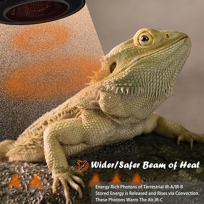 Deep Heat Projector Reptile Heat Lamp Bulb (DHP 50W, PAR30), Basking Light for Bearded Dragon & Leopard Gecko, Carbon Infrared Heater for Amphibian Pet