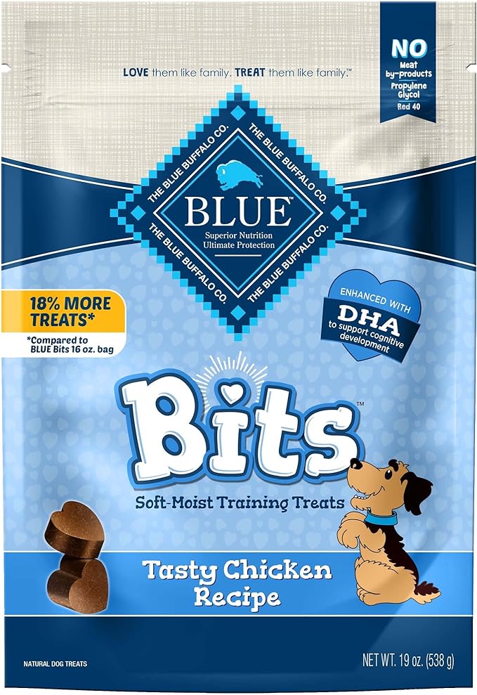 Blue Buffalo BLUE Bits Natural Soft-Moist Training Dog Treats, Chicken Recipe 19-oz Bag