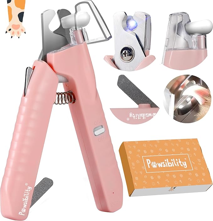 Reinvented Pet Nail Clippers for Your Pal - USB Rechargeable LED Light for Bloodline | Razor Sharp and Durable Blade | Vets Recommended Trimming Tool for Dogs and Cats - Pink