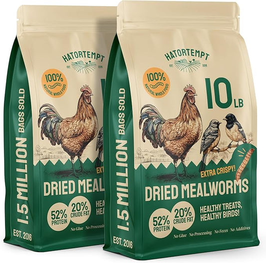 Bulk Dried Mealworms 20 lbs – Premium Organic Non-GMO Dried Mealworms for Chickens – High Protein Chicken Feed Meal Worms for Wild Birds & Chicken Treats for Laying Hens