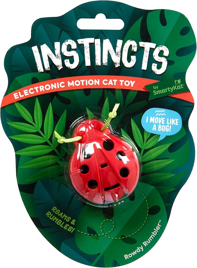 SmartyKat Instincts Rowdy Rumbler Ladybug Interactive Automatic Cat Toy, Battery-Powered - Red, One Size