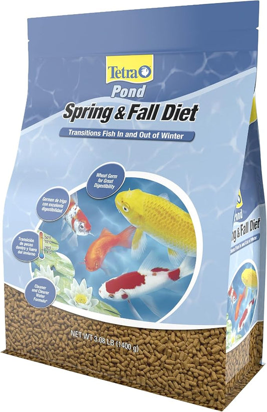 TetraPond Spring And Fall Diet 3.08 Pounds, Pond Fish Food, For Goldfish And Koi (16469), 3 lb, 7 L