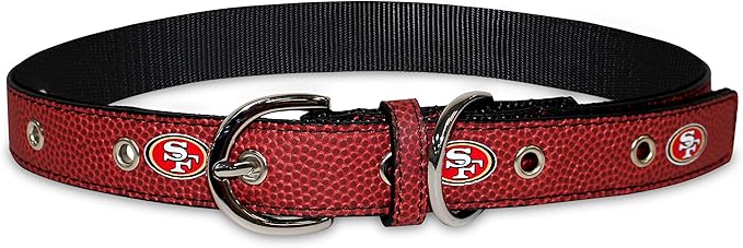 Pets First Tough Leather Pet Collar NFL SAN Francisco 49ERS Premium Dog Collar, Limited Edition, Size Large. Best & Strongest Heavy-Duty Dog Collar!, Large (20-29"" Long & 1"" Wide) (SAN-3081-LG)