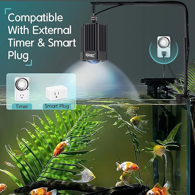 hygger 100W Aquarium Light Full Spectrum RGB COB LED Clip On Fish Tank Grow Light with Mounting Bracket Compatible with Timer Smart Plug for Low-to High Light Demanding Aquatic Plants
