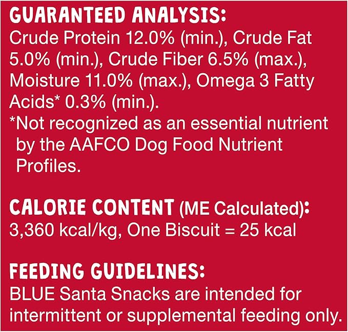 Blue Buffalo Santa Snacks Natural Crunchy Dog Treat Biscuits, Oatmeal & Cinnamon Treats 11-oz