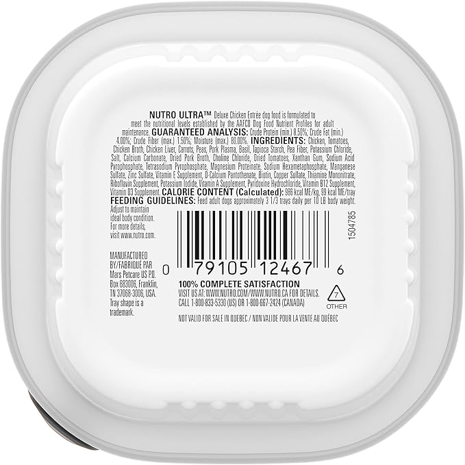 NUTRO ULTRA Grain Free Adult Soft Wet Dog Food Filets in Gravy Deluxe Chicken Entrée With Tomatoes, Spring Vegetables, and a Hint of Basil, 3.5 oz. Trays, Pack of 24