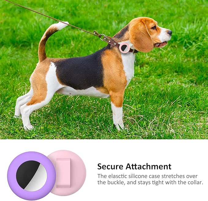 2022 Airtag Cat Collar Holder, Small Air tag Cat Collar Holder Compatible with Apple Airtag GPS Tracker, 2Pack Waterproof Case Cover for Cat Dog Pet Collar Within 3/8 inch (Pink&Purple)