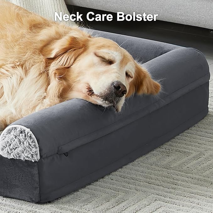 WNPETHOME Dog Beds for Large Dogs, Orthopedic Sofa Dog Bed Mat Pillow with Removable Waterproof Cover, Egg-Foam Dog Crate Bed for Medium Large Dogs