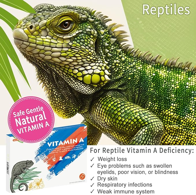 Vitamin A Supplement for Reptiles and Amphibians, 30 Capsules.