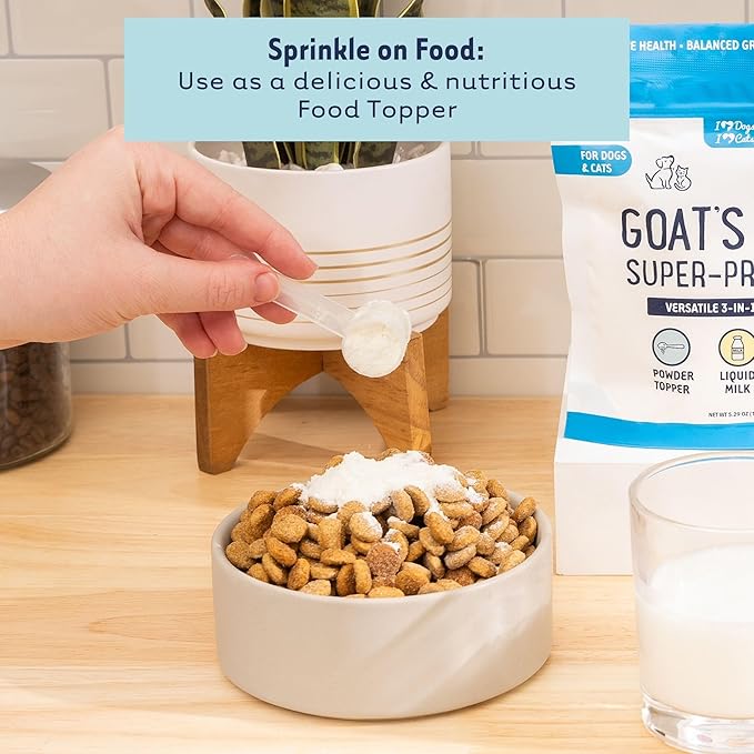 iHeartDogs Goat’s Milk for Dogs & Cats - 3-in-1 Food Topper Powder, Liquid Milk or Dog Ice Cream - Powdered Goat Milk with Probiotics