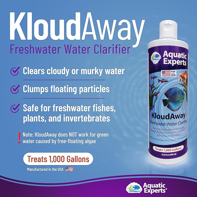 KloudAway Freshwater Aquarium Water Clarifier - Clears Cloudy Water, Water Clarifier for Fish Tank, Made in USA, Aquatic Experts (1 Pack)