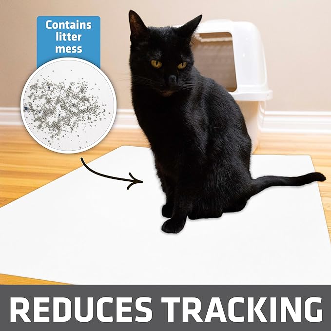 Drymate Original Cat Litter Mat, Contains Mess from Box, Protects Floors, Urine-Proof, Machine Washable, Soft on Kitty Paws, Absorbent, Waterproof (USA Made, Recycled Content) (28”x36”)(White)