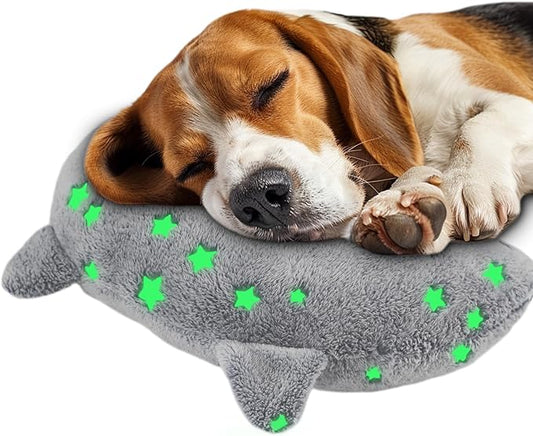 Dog Calming Pillow, Dog Neck Pillow Soft Fluffy Pet Calming Toy Half Donut Cuddler, U-Shaped Pillow for Pet, Joint Relief Sleeping Improve (Large, Gray)