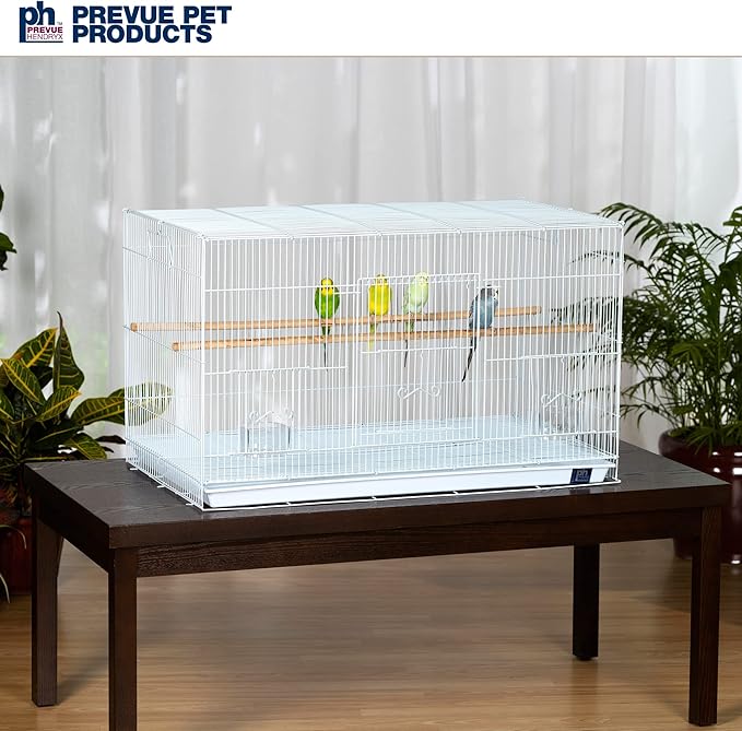 Prevue Pet Products Flight Cage Metal Steel Bird Crate, Multi-Bird Home Stackable Cage for Birds, Home Crate for Extra-Small Pet Parakeets, Finches, and More, White